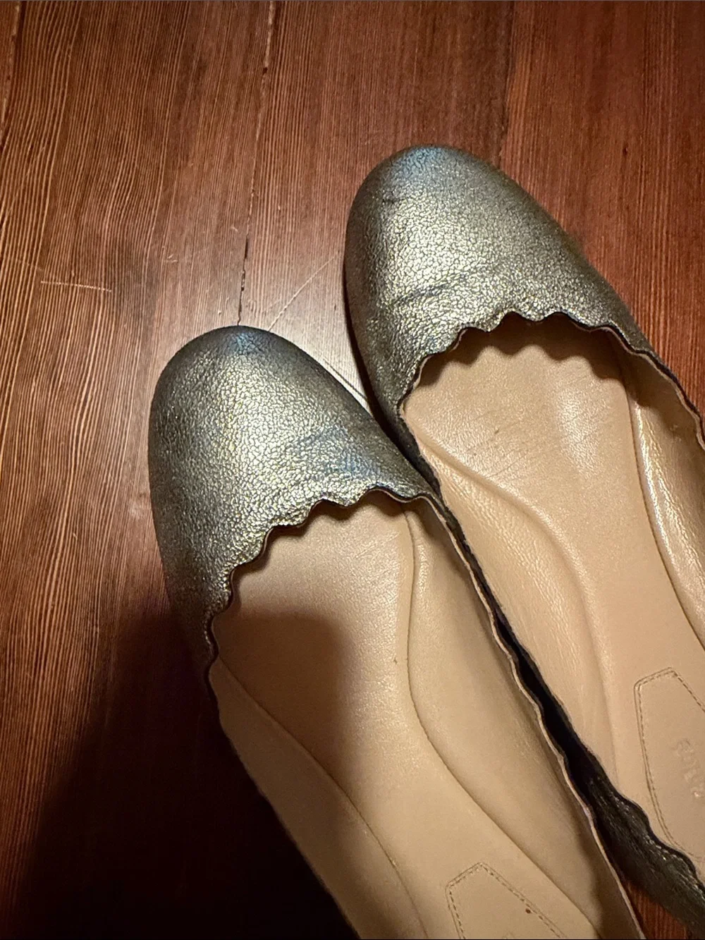Chloe Metallic Scalloped Ballet Flats - gold